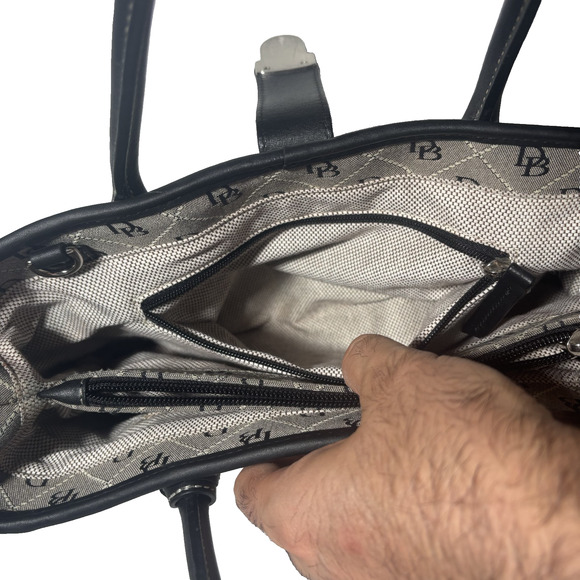 Dooney & Bourke Black & Grey Monogram Satchel K1002411 Preppy Americana Classic - Picture 11 of 14